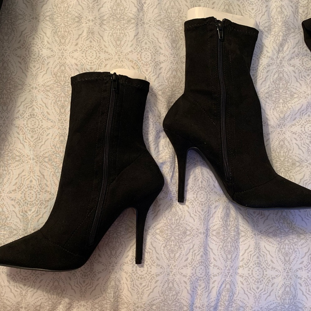 Black Suede Stiletto Booties